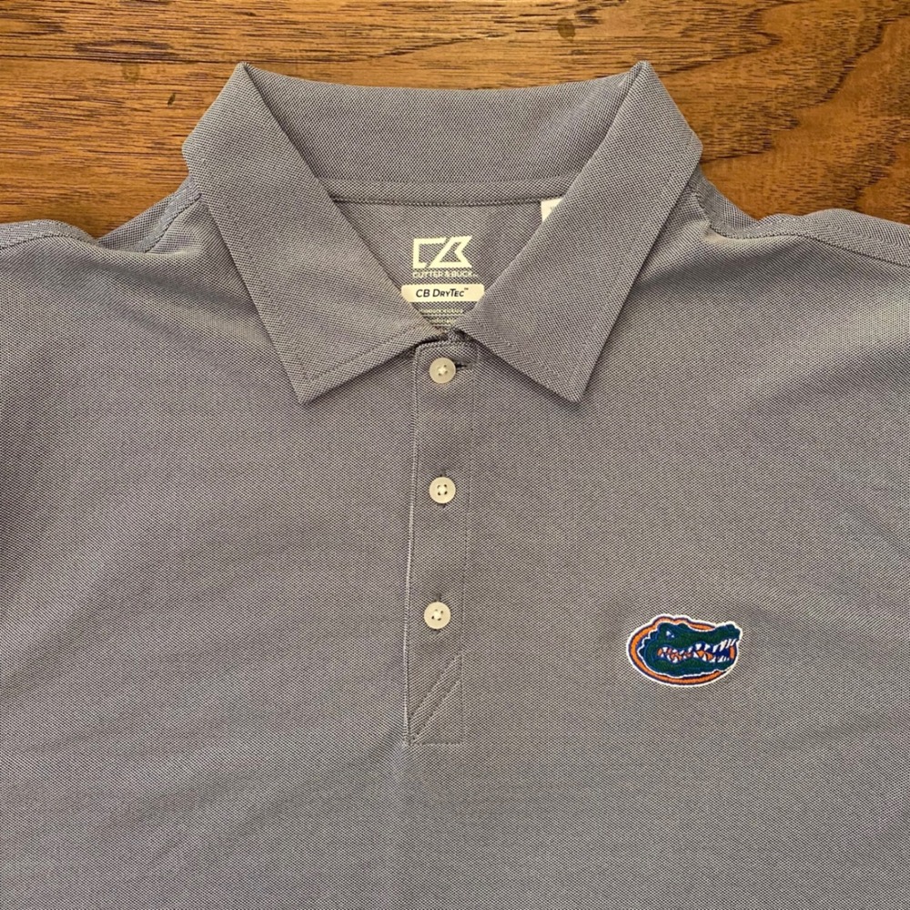 Cutter & Buck Florida Gators Polo Mens XL Blue CB DryTec Short Sleeve Golf Shirt